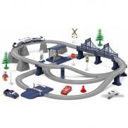 G211-018 Детская железная дорога "Мой город, 103 предмета", на батарейках со светом и звуком (синяя)