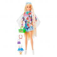 HDJ45 Кукла Barbie серия "Экстра" в одежде с цветочным принтом