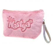 Т22421 Like Nastya косметичка плюш.плоская с лого Like Nastya, розовая,22х14 см,пакет,бирка