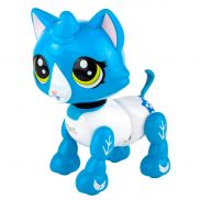 Т16804 1toy, интерактивная игрушка Робо-котёнок бело-голубой, свет,звук, движение, USB зарядка