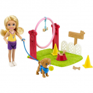 GTN62 Игровой набор Barbie Кукла Челси "Кем быть?" Дрессировщица собак с питомцем