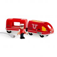 33746 BRIO Игрушка Пассажирский поезд,движ.вперед-назад с USB подзарядкой,1 фиг.,18х4х5см,кор.