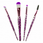 Т21696 Lukky набор из 4 кистей для нанесения макияжа с ручкой с блестками, фиолетовый