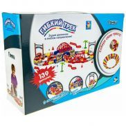 Т20856 Игрушка. Гибкий трек "Гонки" 139 дет, мост-туннель, мост, арка, дор.знаки, машинка, свет