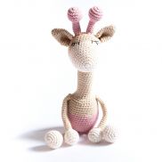 ikkvi009 Вязаная игрушка Жираф, 28 см, цвет розовый