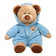32130 Игрушка мягконабивная Медведь (коричн.) в голубой одежде, 26см