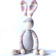 ikkvi014 Вязаная игрушка Кролик, 38 см, цвет серый