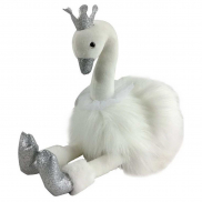 M089 Игрушка Лебедь белый с серебряными лапками и клювом, 15 см.