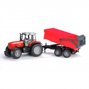 02045 Игрушка из пластмассы Трактор Massey Ferguson 7480 с прицепом-самосвалом