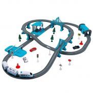 G211-019 Игрушка Большая железная дорога "Мой город,104 предмета", на батар., свет, звук (бирюзовая)