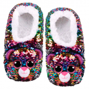 95534 Тапочки-носки детские с пайетками Леопард Dotty серии TY Fashion размер M (20,6 см)