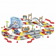 Т20857 1toy Игрушка гибкий трек "Гонки" 237 дет, мост 2 уровня с кнопкой, финишные ворота