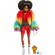 GVR04 Кукла Barbie в радужном пальто, серия Экстра. 29 см
