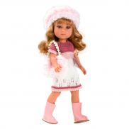 Т11073 Игрушка Arias Elegance Carlota кукла винил. 36 см. в платье, шапочке, ботиночках, с сумочкой