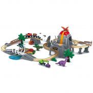 E3795_HP Деревянная железная дорога для детей  "Парк динозавров", 58 деталей