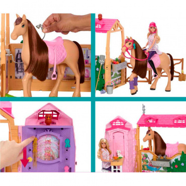 HXJ44 Игровой набор Barbie "Конюшня с куклой и лошадью"