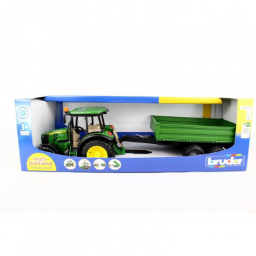 02108 Игрушка из пластмассы Трактор John Deere 5115M с прицепом