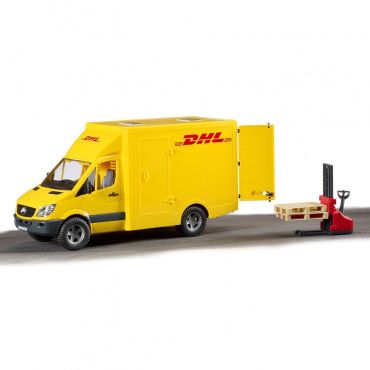 02534 Игрушка из пластмассы Bruder Mercedes-Benz Sprinter фургон DHL c погрузчиком