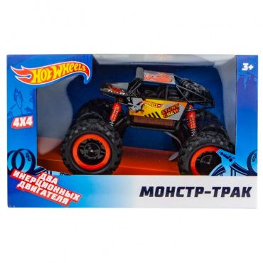 Т14095 Игрушка Hot Wheels монстр-трак фрикционный, 1:16, с аммортизаторами, свет. эфф., черн.