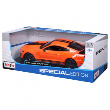 31388 Машинка die-cast 2020 Ford Shelby GT500, 1:18, оранжевая, открывающиеся двери