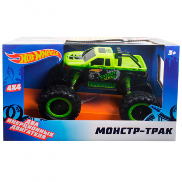 Т14093 Игрушка Hot Wheels монстр-трак фрикционный, 1:16, с амортизаторами, свет. эфф., зелен.