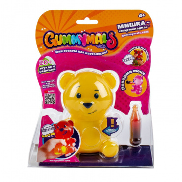 GUM001_4 Интерактивная игрушка "Мармеладный мишка-тянучка" со звук. и свет. эфф. (желтый) Eolo