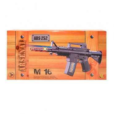 ARS-252 Игрушка Винтовка М16 со звуком, на батарейках, черная, 43,5х5х21 см