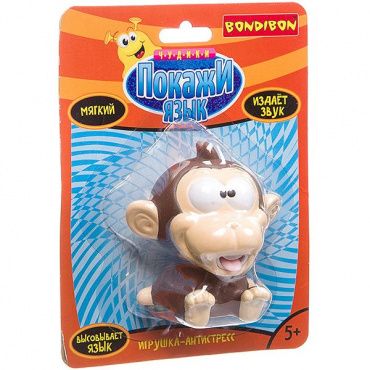 ВВ3244 Чудики Bondibon детская игрушка-антистресс «Покажи язык» обезьяна, Blister card 12x6х16 см