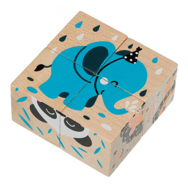 15429 Игрушка детская деревянная: кубики "Животные"