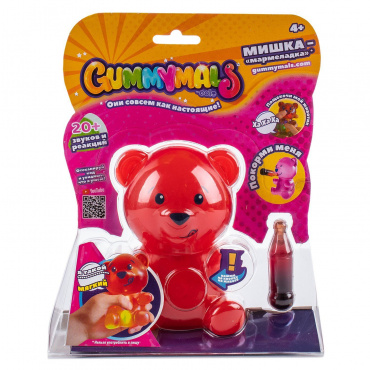 GUM001_1 Интерактивная игрушка "Мармеладный мишка-тянучка" со звук. и свет. эфф. (красный) Eolo