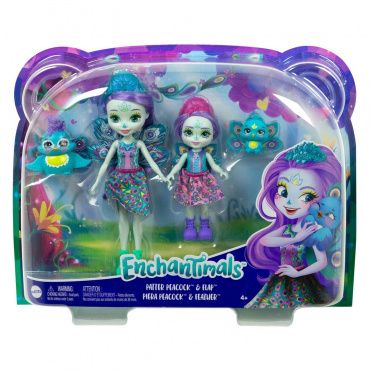 HCF83 Игровой набор Enchantimals Сестрички с питомцами Пэттер и Пьера Павлина