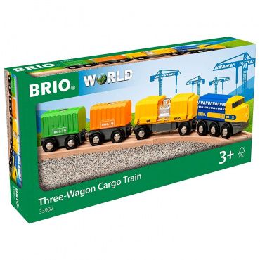 33982 BRIO Игрушка Длинный товарный поезд с 3 ваг. и грузами,кор.