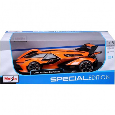 36454 Машинка die-cast Lamborghini V12 Vision Gran Turismo, 1:18, оранжевая