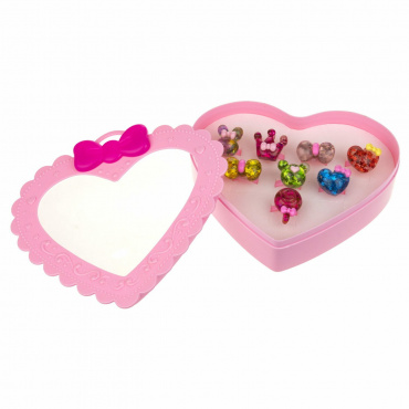 Т21034 1toy наб.украш."Sweet heart Bijou" в шкатулке 8 колец леденцы, 13*11,5см