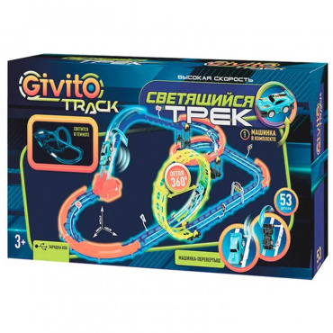 G2412-496 Cветящийся автотрек-игрушка с машинкой-перевертышем неоновая петля 360°, 1 машинка, 53 дет G2412-496 Cветящийся автотрек-игрушка с машинкой-перевертышем неоновая петля 360°, 1 машинка, 53 дет