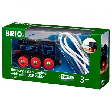 33599 BRIO Игрушка Подзаряжаемый ретро-паровоз с mini USB кабелем,движ.,свет,20х5х10см,кор.