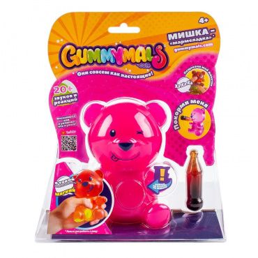 GUM001_3 Интерактивная игрушка "Мармеладный мишка-тянучка" со звук. и свет. эфф. (розовый) Eolo