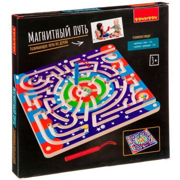 ВВ4193 Развивающие игры из дерева Bondibon Головоломка «Магнитный путь», Box 28×2,2×28,5 см