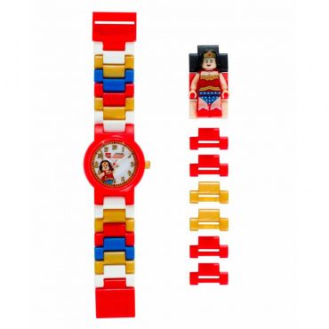 8020271 Часы наручные аналоговые Лего Super Heroes с мини-фигуркой Wonder Woman на ремешке