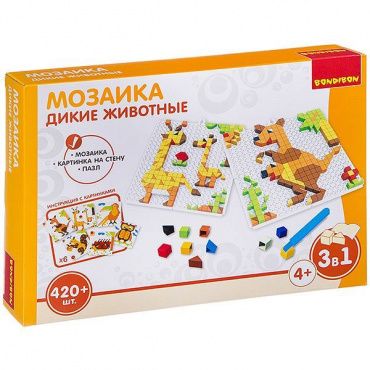 ВВ3032 Логические, развивающие игры и игрушки Bondibon Мозаика «Дикие животные», 420 дет.