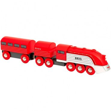 33557 BRIO Игрушка Скорый поезд "Футуристик" с дерев.вагонами,кор.