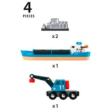 33534 BRIO Набор с кораблем, краном-погрузчиком на магнит. и грузом,4эл.,23х9х6см,кор.