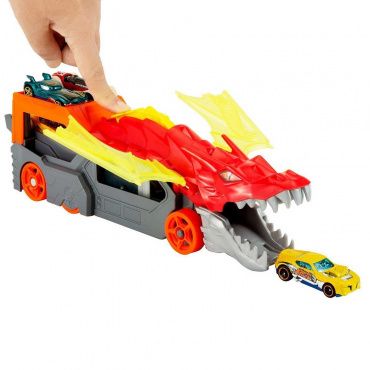 GTK42 Игрушка Hot Wheels Грузовик Разъяренный Дракон с хранилищем для машинок