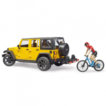 02543 Игрушка из пластмассы Внедорожник Wrangler Rubicon Unlimited c велосипедистом и фигуркой