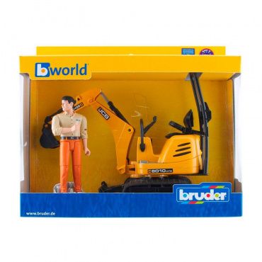 62002 Игрушка из пластмассы Bruder Мини-экскаватор JCB