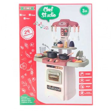 FT88354 Набор Детская игровая кухня Chef Studio, бежевая, вода, свет, звук, 29 предметов Funky toys