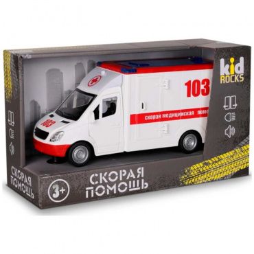 YK-2111 Игрушка-скорая помощь Kid Rocks, масштаб 1:16, со звуком и светом, инерц. механизм