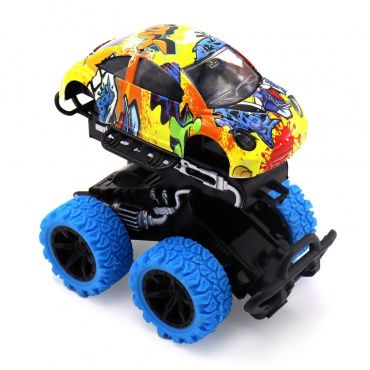 FT8488-4 Игрушка Инерционная die-cast машинка с ярким рисунком, голубыми колесами Funky toys