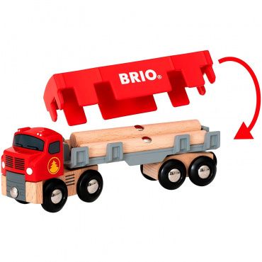 33657 BRIO Игрушка Грузовик для перевозки брёвен с грузом,блист.