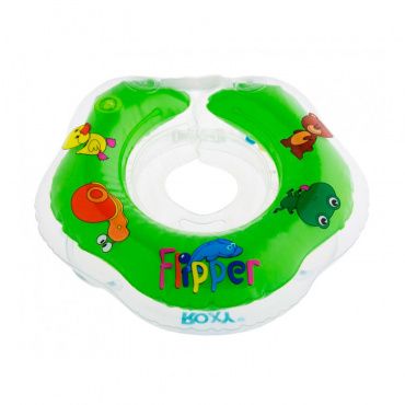 FL001-G Надувной круг на шею для купания малышей Flipper зеленый